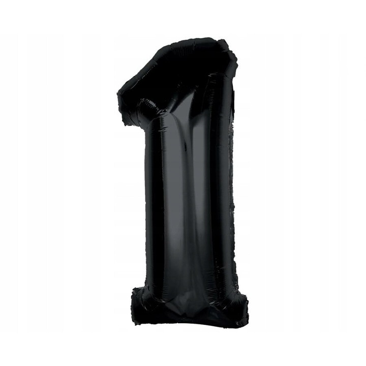Balon foliowy, cifra 1, negru, 92 cm, set