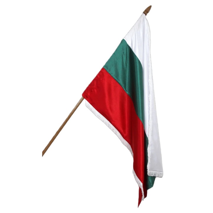 Drapel Bulgaria 135x90 cm, satinat, dublu, cu franjuri