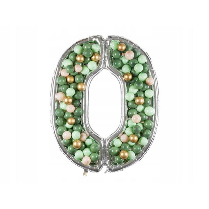 Cyfra "0" lufi forma, Party Deco, 126cm, fényes ezüst, szett