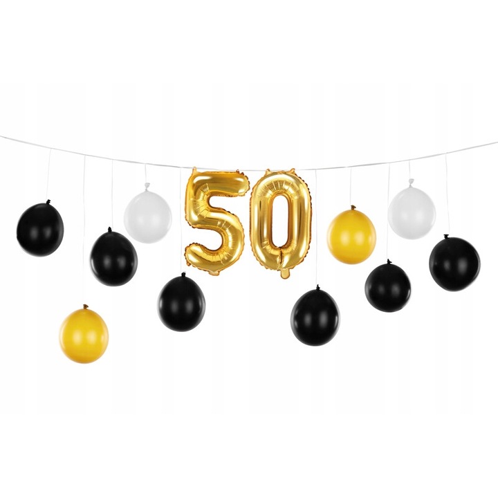 Lufi girland, Party Deco, 50 év, mix, 260x32cm, latex/fólia