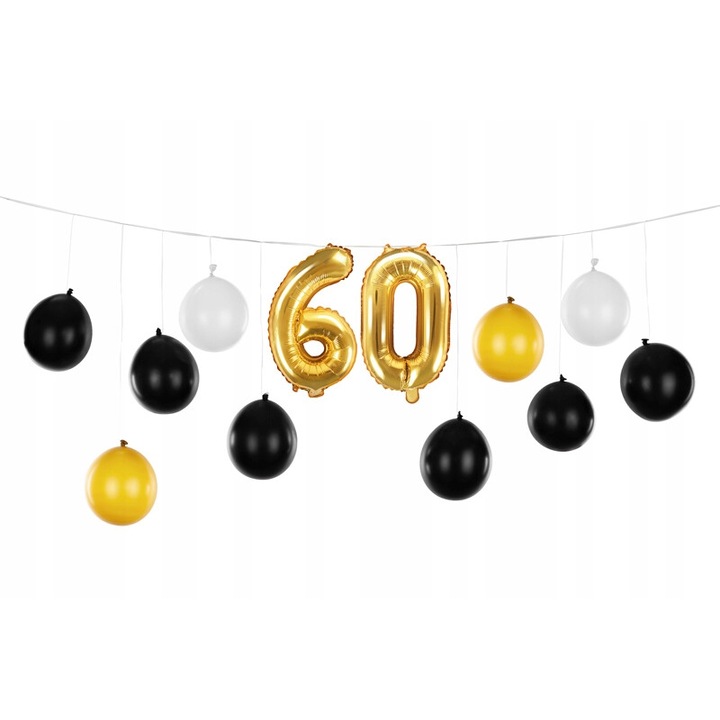 Ghirlanda baloane, Party Deco, aniversare 60 ani, mix, 260x32cm, latex/folie aluminiu