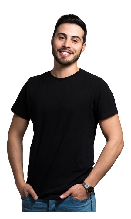 Tricou clasic pentru barbati, Kariban, 185g, Negru