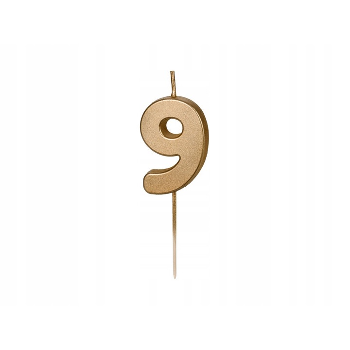 Candle Birthday Number 9, Party Deco, 4.5 cm, gold, set 1 buc.