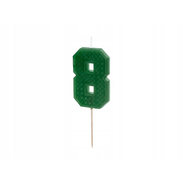Lumanare aniversara cifra 8, Party Deco, verde, 6 cm