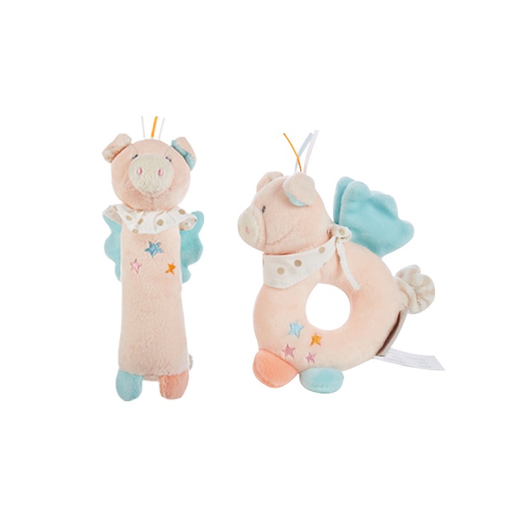 2 db LeeLaa játék készlet, baba csörgős játékok, malac, rózsaszín