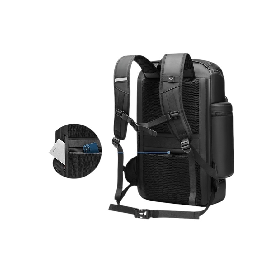 Rucsac Multifunctional Premium, Cracos®, negru, capacitate 30L, 55x31x20 cm, port USB, compartimente separate pentru laptop si Incaltaminte, Impermeabil, ideal pentru calatorii sau activitati zilnice