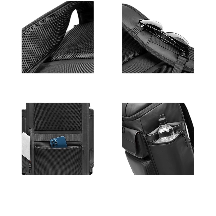 Rucsac Multifunctional Premium, Cracos®, negru, capacitate 30L, 55x31x20 cm, port USB, compartimente separate pentru laptop si Incaltaminte, Impermeabil, ideal pentru calatorii sau activitati zilnice