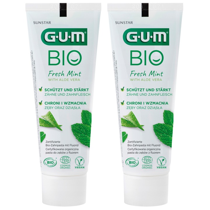 Szett, 2 fogkrém, GUM, Aloe vera, 75 ml