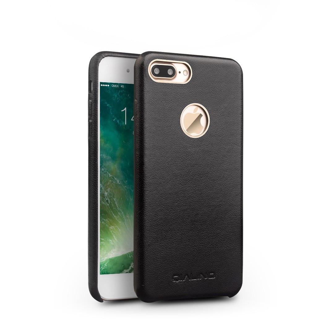 Husa piele naturala iPhone 7 Plus, Qialino, Neagra