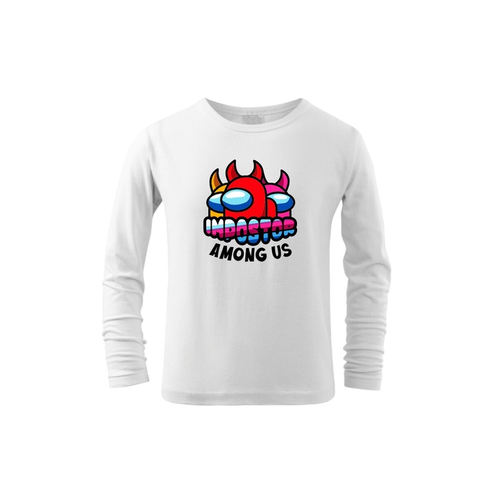 Bluza cu maneca lunga pentru copii, Among Us Impostor, Alb