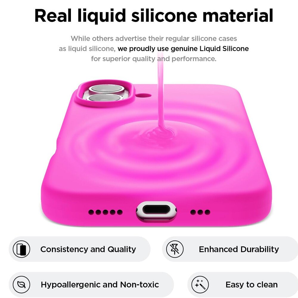 Husa Protectie Soft-Touch Silicon cu Microfibra pentru Apple iPhone 16, OPTIM SOLUTION, Incarcare Wireless, High Quality Soft Material, Premium Fiber Lining, Stylish Anti-Slip Design, Roz Aprins
