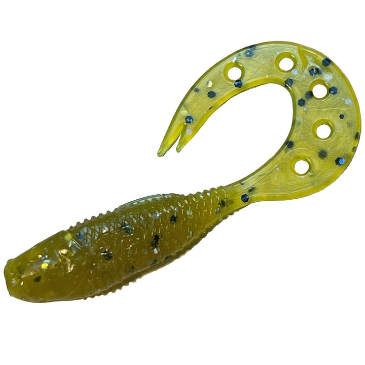 Set 20 buc shad MYSTIQUE7, 7cm, culoare Kaki Pepper, MY7S100, pentru pescuit la biban, salau, stiuca sau somn