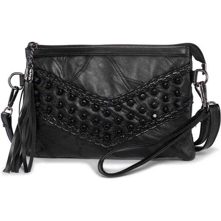 Női válltáska, rojtos és szegecses modell, többszínű, praktikus