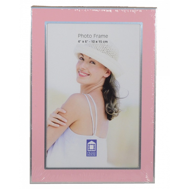 Rame foto clasice, Tradag, metal, roz, 10x15cm, design bicolor
