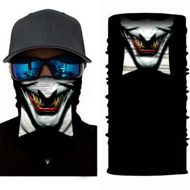 Esarfa tip cagula unisex pentru fata, masca 3D, negru/alb