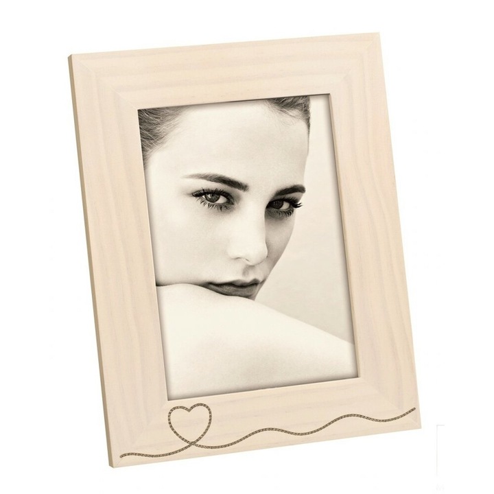 Rame foto clasice Mascagni, 13x18cm, maro, cu lant in forma de inima, set in cutie cadou