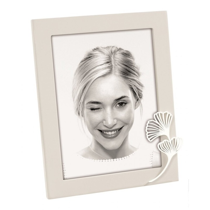 Rame foto clasice, Mascagni, 15x20cm, alb, set cu aplicatie din lemn