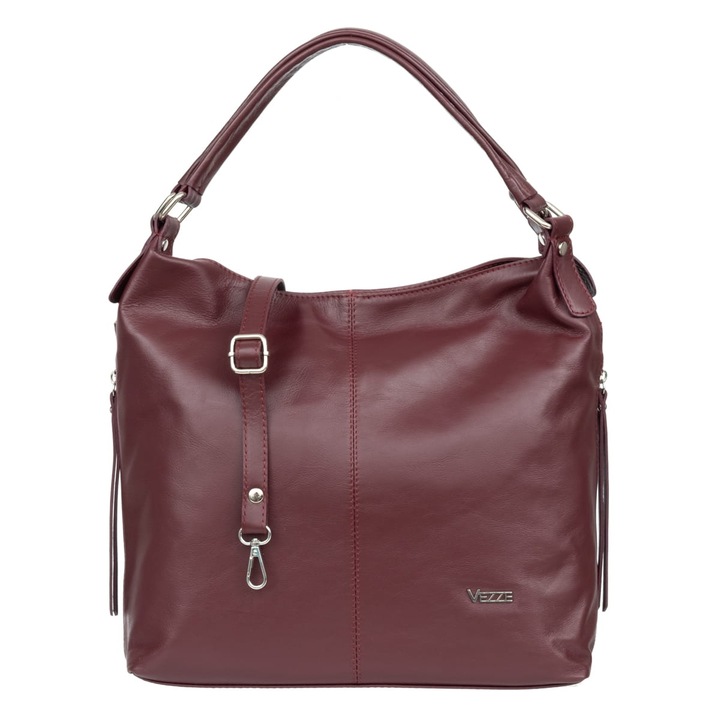 Bőr válltáska, Vezze, cipzáras, A4-es méret