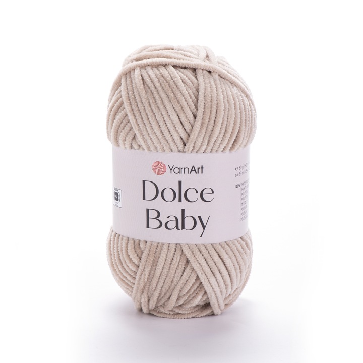 Fir Textil YarnArt Dolce Baby 771, crem, pentru crosetat si tricotat, poliester, 85 m