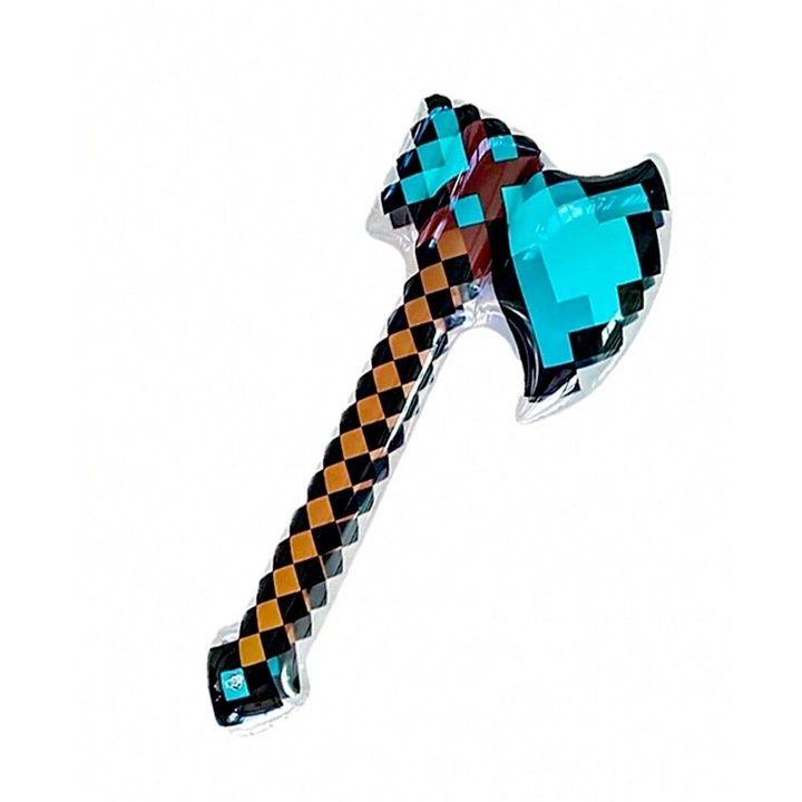 AXE MINECRAFT gyémánt léggömb, 70 cm, kék, születésnapi/halloween szett, 70 cm hosszú