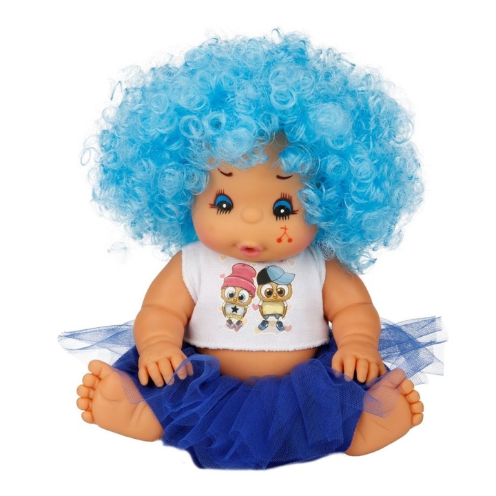 Papusa Bebelus, Dollz n More, Afro, 23 cm, Albastru