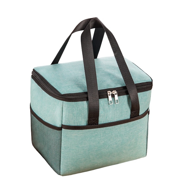 Термо чанта Fitilomania за обяд, отделения за телефон и прибори, многофункционална, водоустойчива, 24x18x21 см, зелена