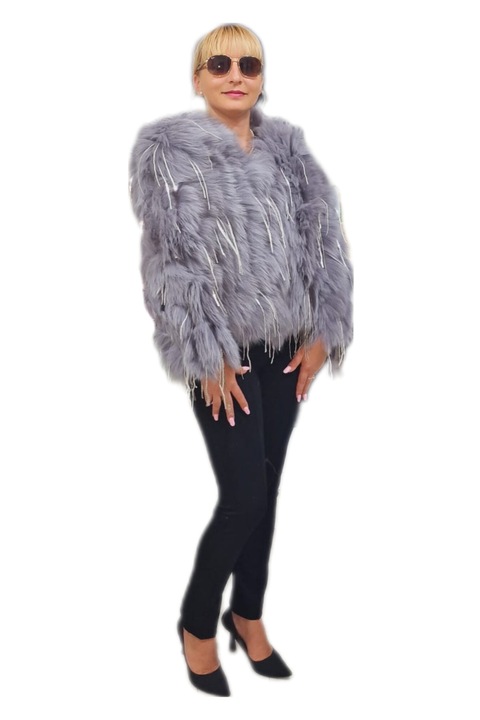 Haina blana vulpe, gri inchis, XL