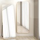 Елегантно огледало със златиста метална рамка JIJU, стилен, модерен дизайн, специален визуален ефект, под или стена, минимизиране на пространството, луксозен външен вид, 150x40 cm