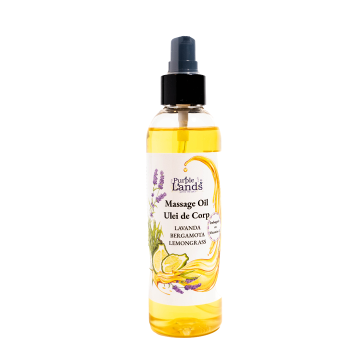 Ulei de corp Lavanda - Lemongrass - Bergamota, Purple Lands, 200 ml