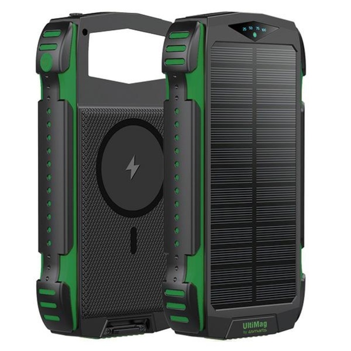 Powerbank solar 20000mAh, TitanPack Rugged, zöld, UltiMag technológia