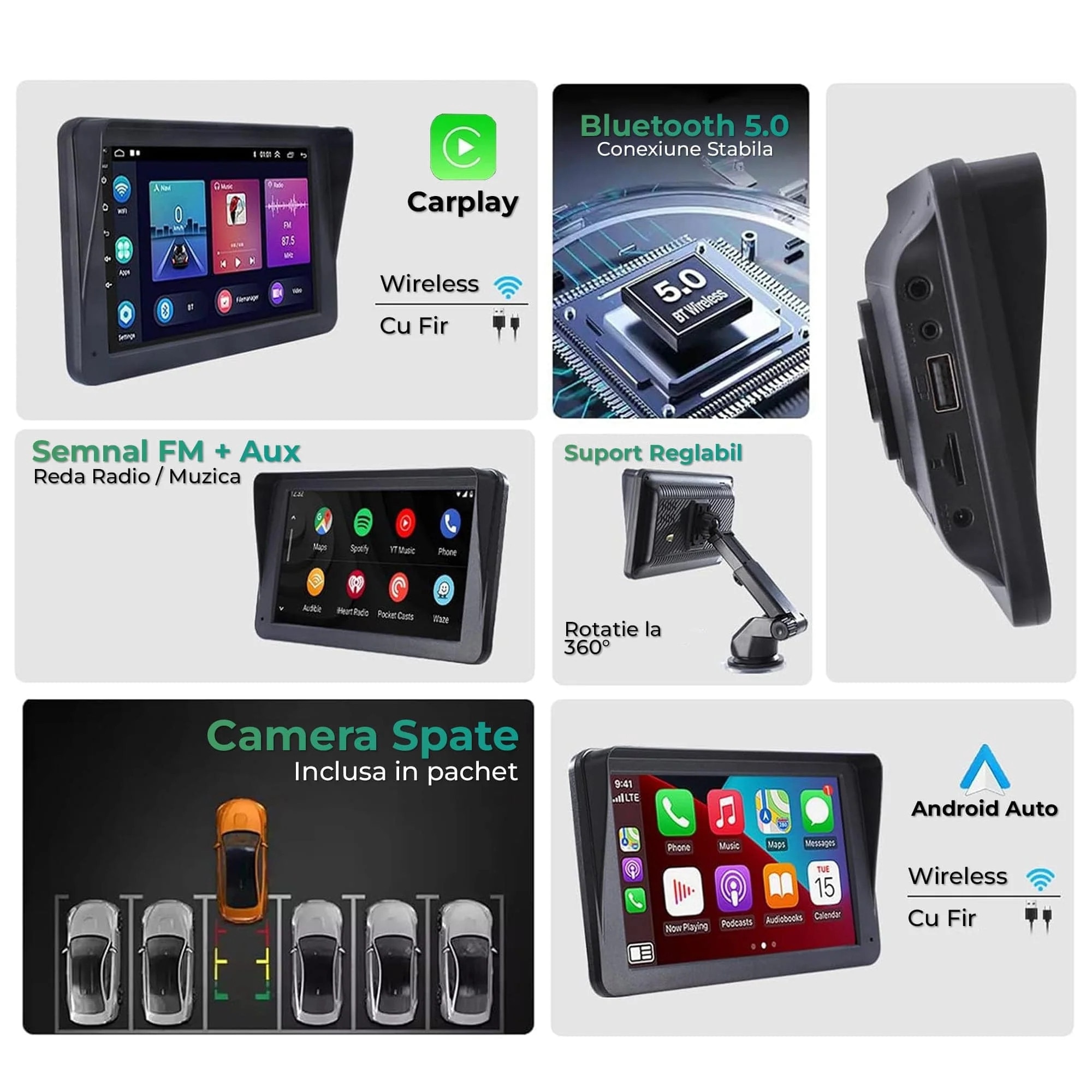 Navigatie Auto Timebox, Apple CarPlay, Android Auto, Ecran HD 7