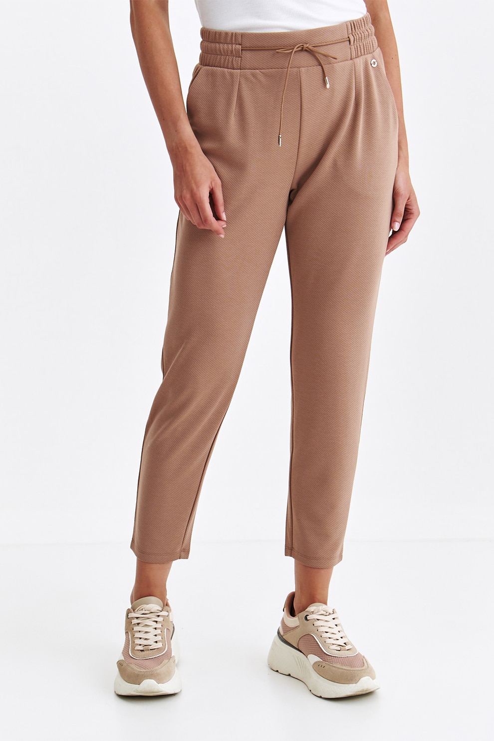 Top Secret, Pantaloni crop cu buzunare oblice, Maro deschis, 34