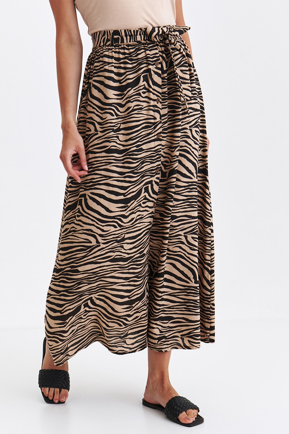 Top Secret, Fusta cu imprimeu cu animal print, Negru, Bej, 42