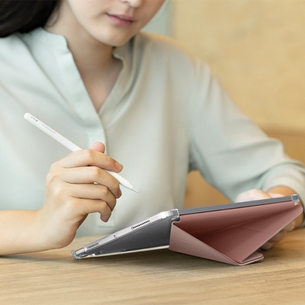 Husa tableta UNIQ Camden Click, roz, pentru iPad Air 2024, cu functie de suport