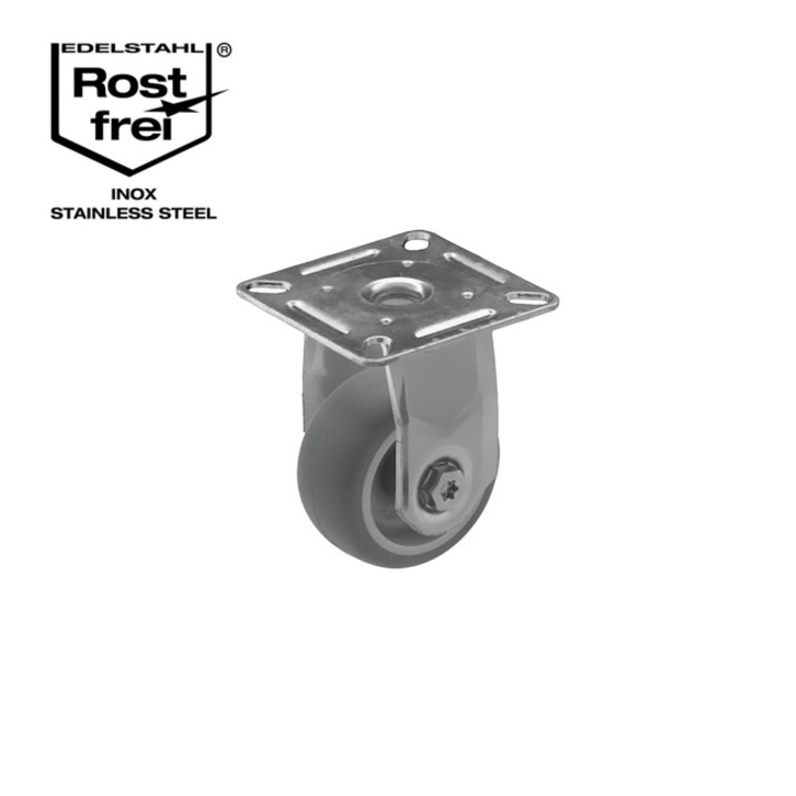 Set 2 roti fixe din inox cauciuc termoplastic 50 mm - BN/AVSG050