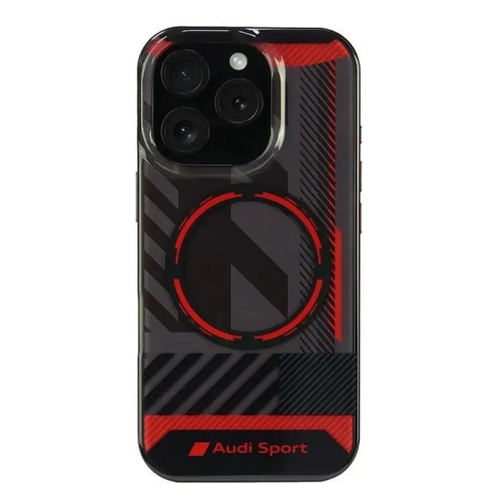 Audi IML Sport MagSafe iPhone 16 Pro készülékhez 6.3" kemény tok fekete AUS-IMLMIP16P-RSQ/D2-BK