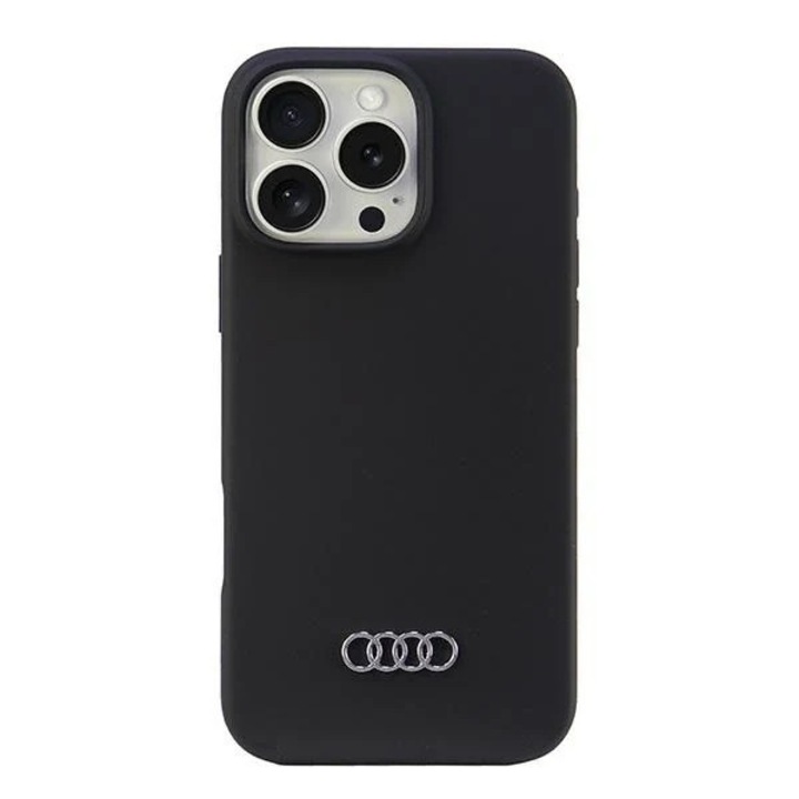 Telefontok, Audi, Szilikon, iPhone 16 Pro Maxhez, Fekete