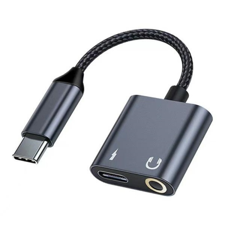 Адаптер Beline Splitter USB-C към USB-C/Жак 3.5 мм 60W черен