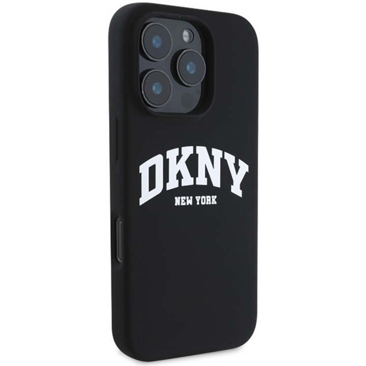 DKNY Liquid Silicone Arch Logo MagSafe tok iPhone 16 Pro készülékhez fekete