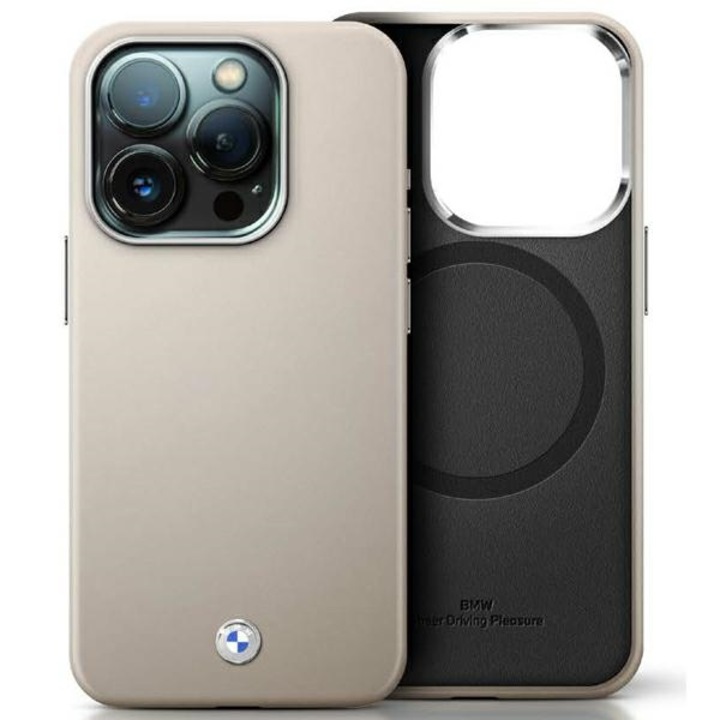 Telefontok iPhone 16 Pro Max, BMW, MagSafe, Eco-bőr, szürke
