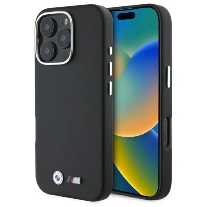 BMW tok iPhone 16 Pro telefonhoz fém, fekete