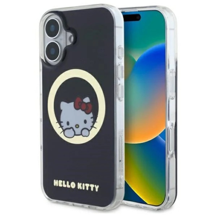 Tok iPhone 16-hoz, Hello Kitty, műanyag, széf, fekete