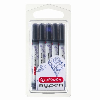 Set 5 patroane Herlitz MyPen, universale, blister, albastru Set 5 patroane Herlitz MyPen, universale, blister, albastru