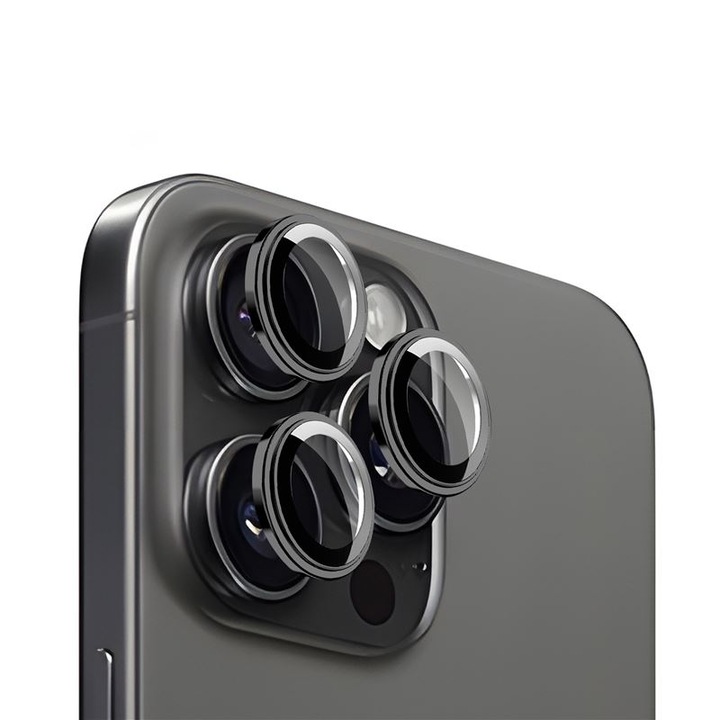 3 db kameraüvegvédő készlet Mobile Origin Easy Lens Guards kompatibilis az iPhone 15 Pro / 15 Pro Max Black készülékekkel
