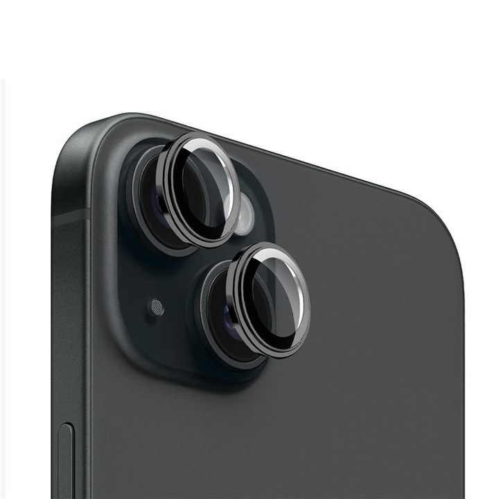 Комплект от 2 стъклени протектора за камера Mobile Origin Easy Lens Guards, съвместими с iPhone 15 / 15 Plus Black