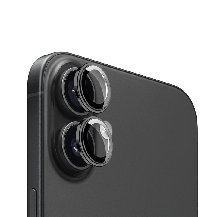 Комплект от 2 стъклени протектора за камера Mobile Origin Easy Lens Guards, съвместими с iPhone 16 / 16 Plus Black