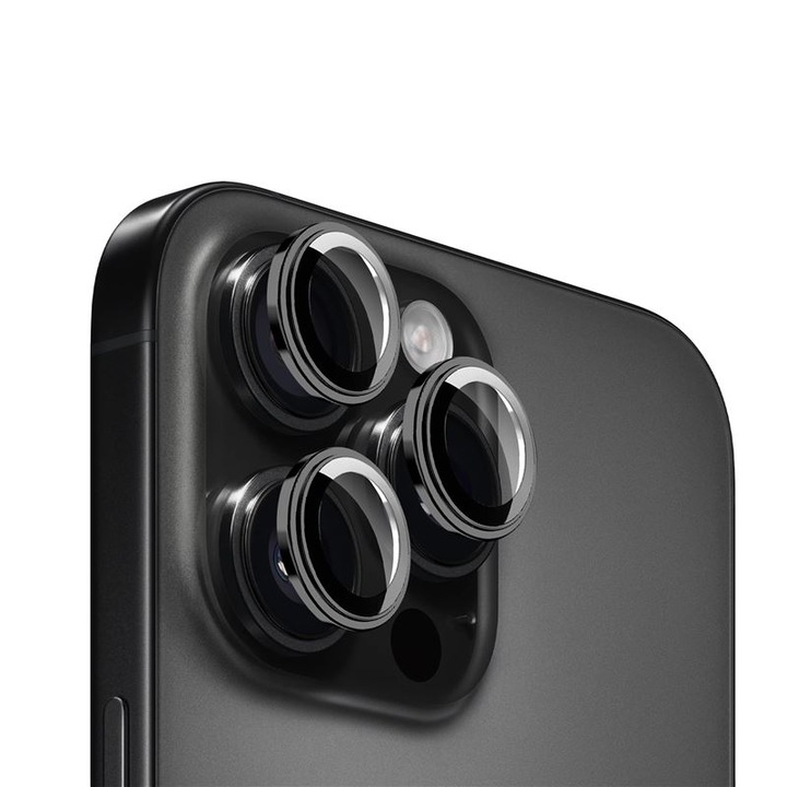 3 db kameraüvegvédő készlet Mobile Origin Easy Lens Guards kompatibilis az iPhone 16 Pro / 16 Pro Max Black készülékekkel