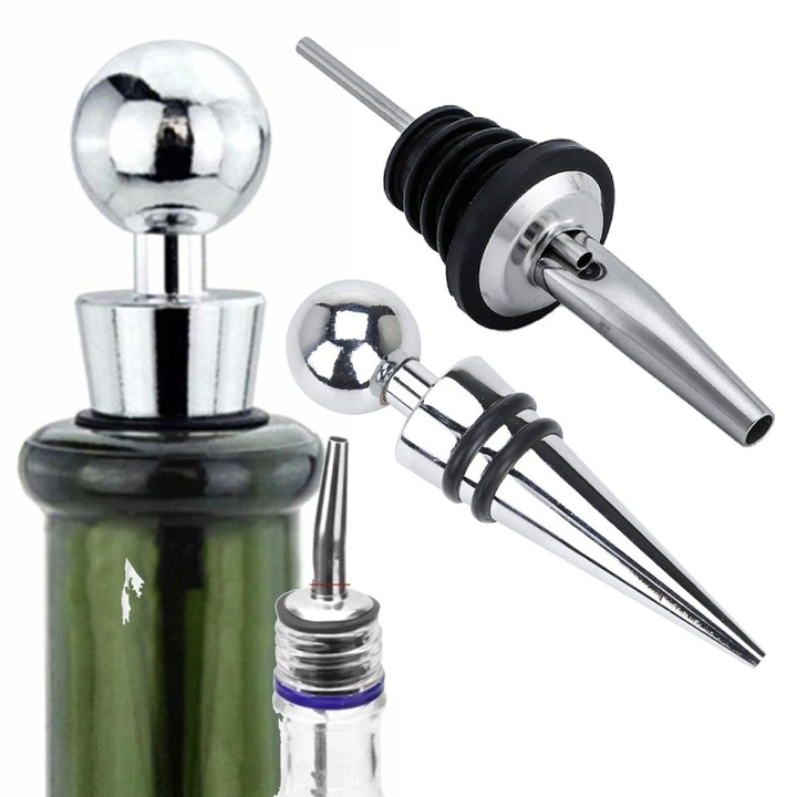 Set dozator alcool si dop pentru sticle, PrzydaSie, inox\plastic, 11,4x2,9x2,9cm\9cm