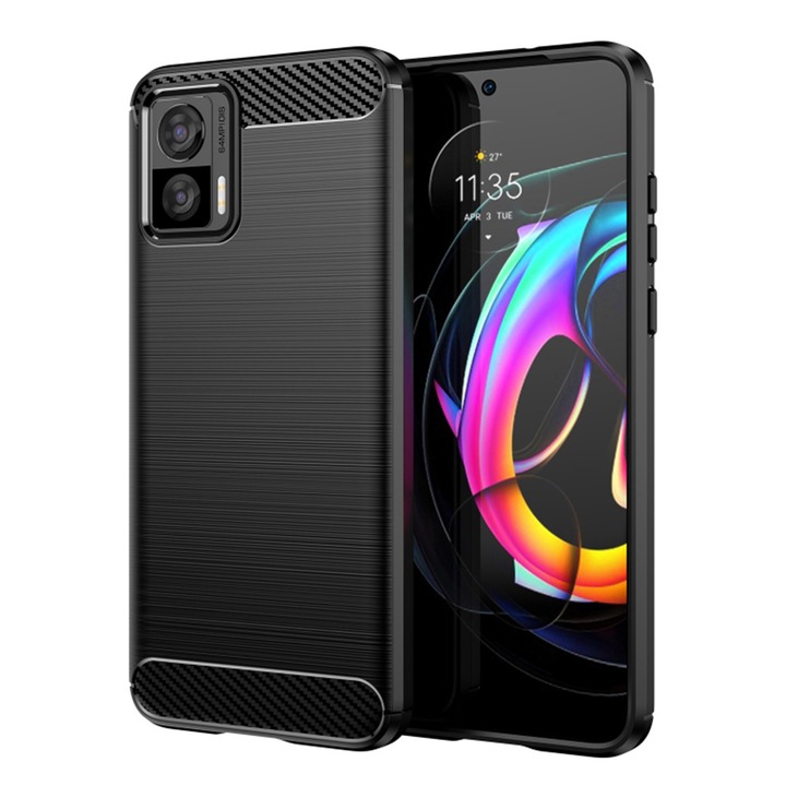 Husa Carbon Resistance pentru Motorola Edge 50 Neo / Motorola ThinkPhone 25, OPTIM SOLUTION, Optimizare Anti-Soc, Long Term Case, Negru