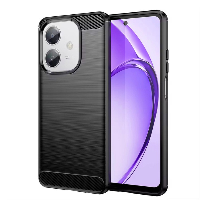 Husa Carbon Resistance pentru Oppo A40 4G / A60 5G, OPTIM SOLUTION, Optimizare Anti-Soc, Long Term Case, Negru